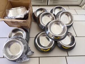 Pardon My Pet Stainless Steel Rubber Pet Bowls Small Dog Cat, 6"  Case of 12